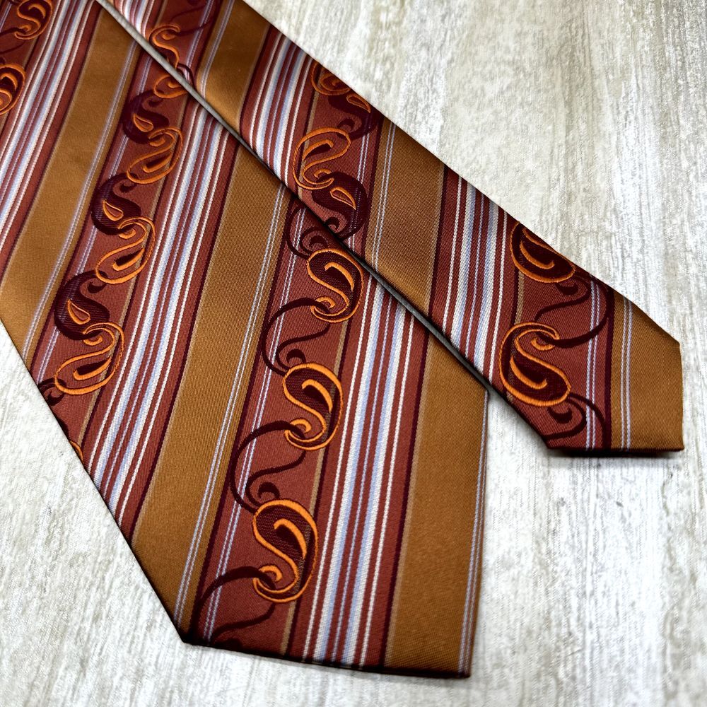 GIANNI VERSACE Men's 100% Silk Necktie SPAIN‎ Luxury Vertical Striped Abstract